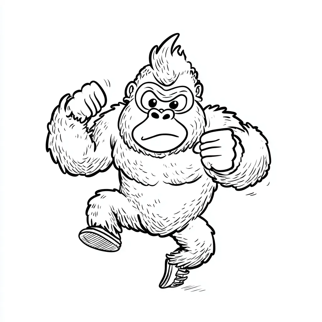 Dibujo de gorila de cómic para colorear Dibujo de gorila de cómic para colorear