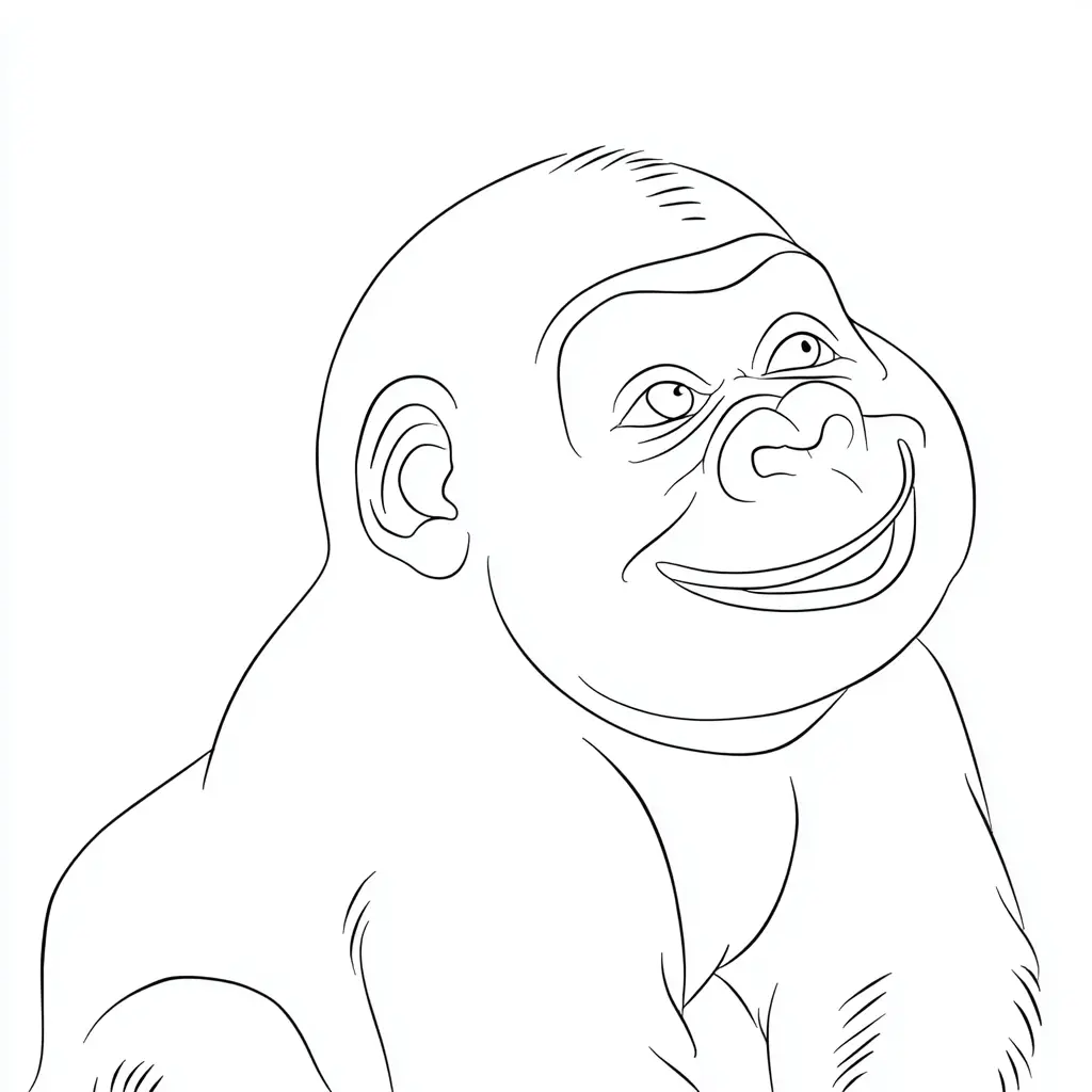 Dibujo de gorila de tierna sonrisa para colorear Dibujo de gorila de tierna sonrisa para colorear