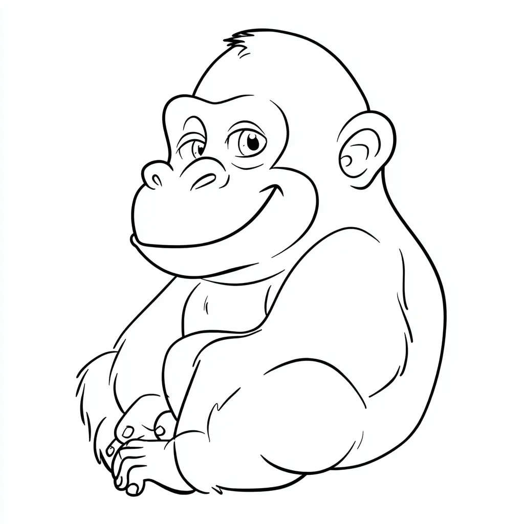Dibujo de pequeño gorila sentado para colorear Dibujo de pequeño gorila sentado para colorear