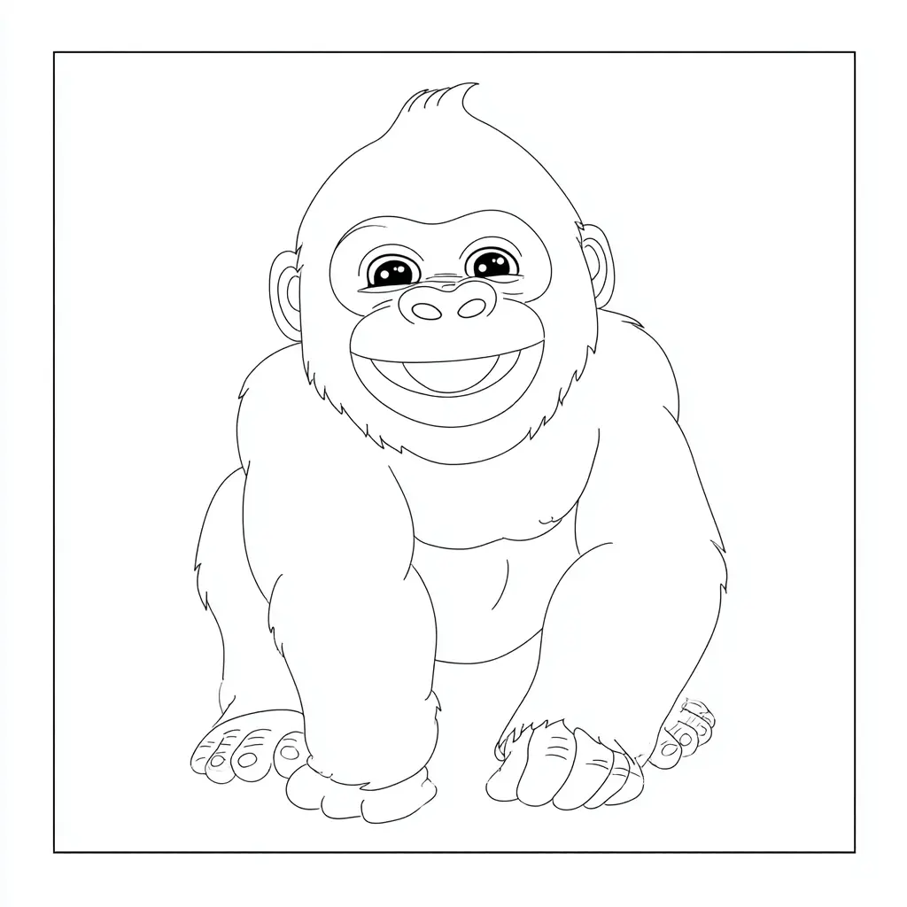 Dibujo de gorila sencillo enmarcado para colorear Dibujo de gorila sencillo enmarcado para colorear