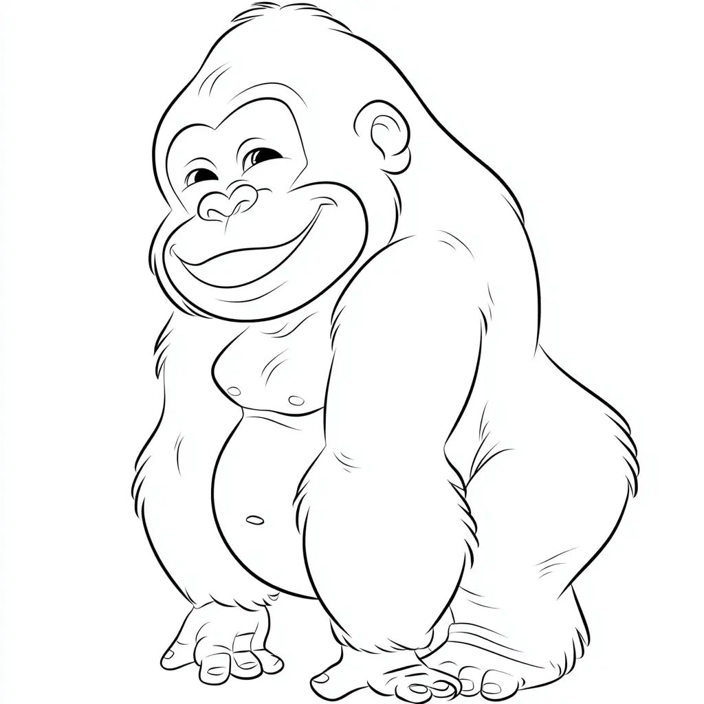 Dibujo de lindo gorila sonriendo para colorear Dibujo de lindo gorila sonriendo para colorear