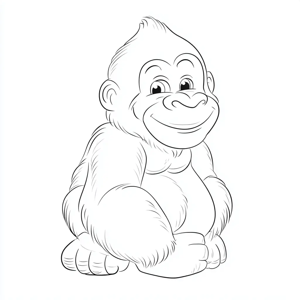 Dibujo de un gorila simpático para colorear Dibujo de un gorila simpático para colorear