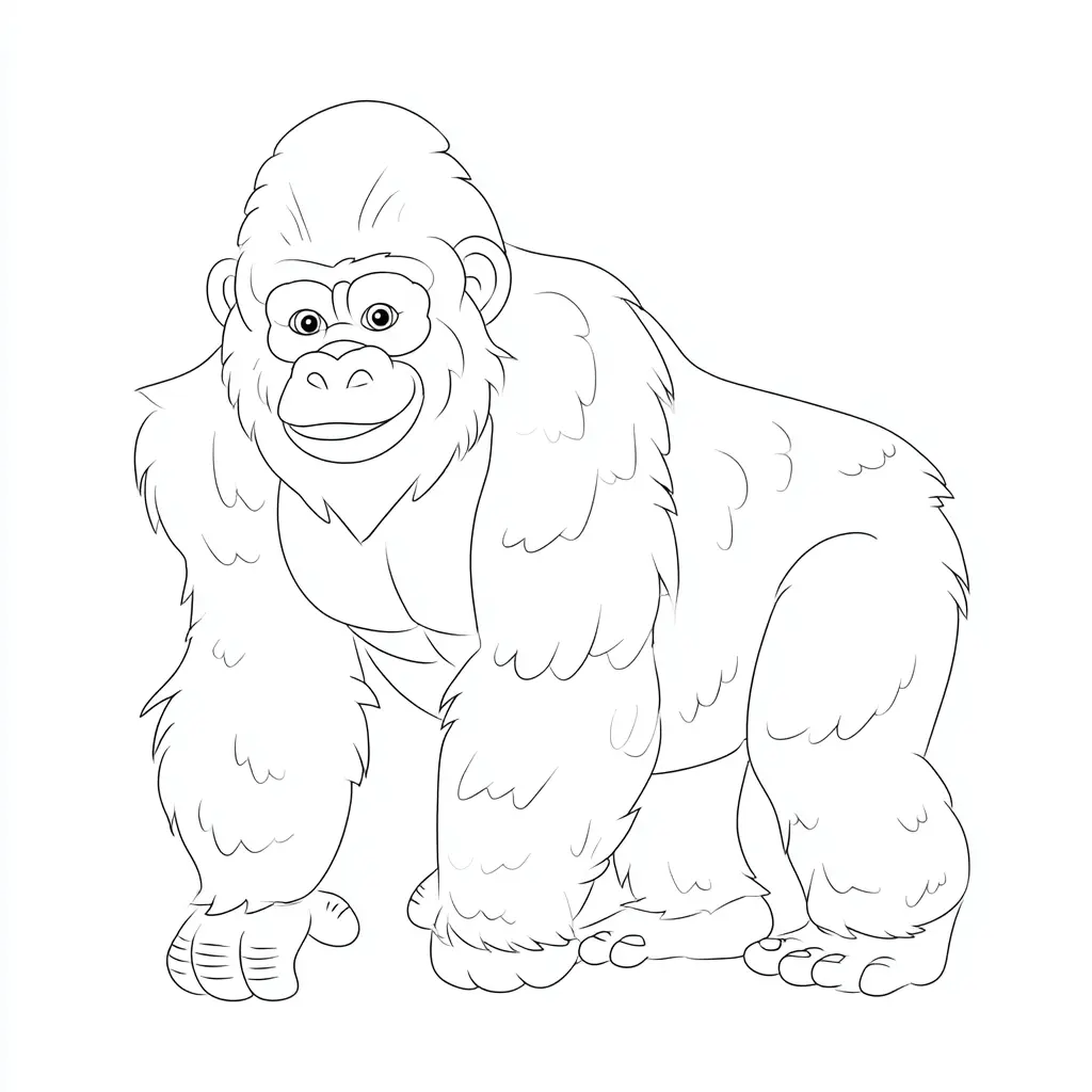 Dibujo de pose de gorila en marcha para colorear Dibujo de pose de gorila en marcha para colorear