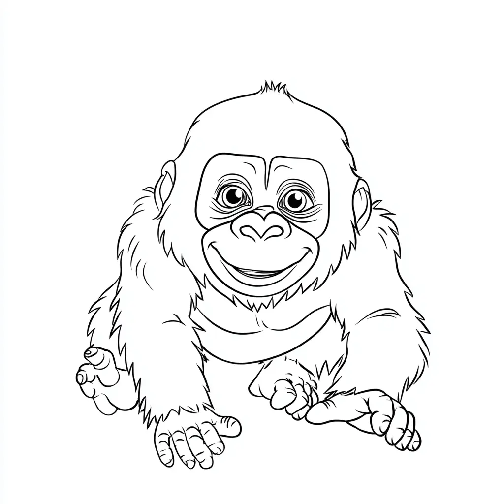 Dibujo de gorila de dibujos animados para colorear Dibujo de gorila de dibujos animados para colorear
