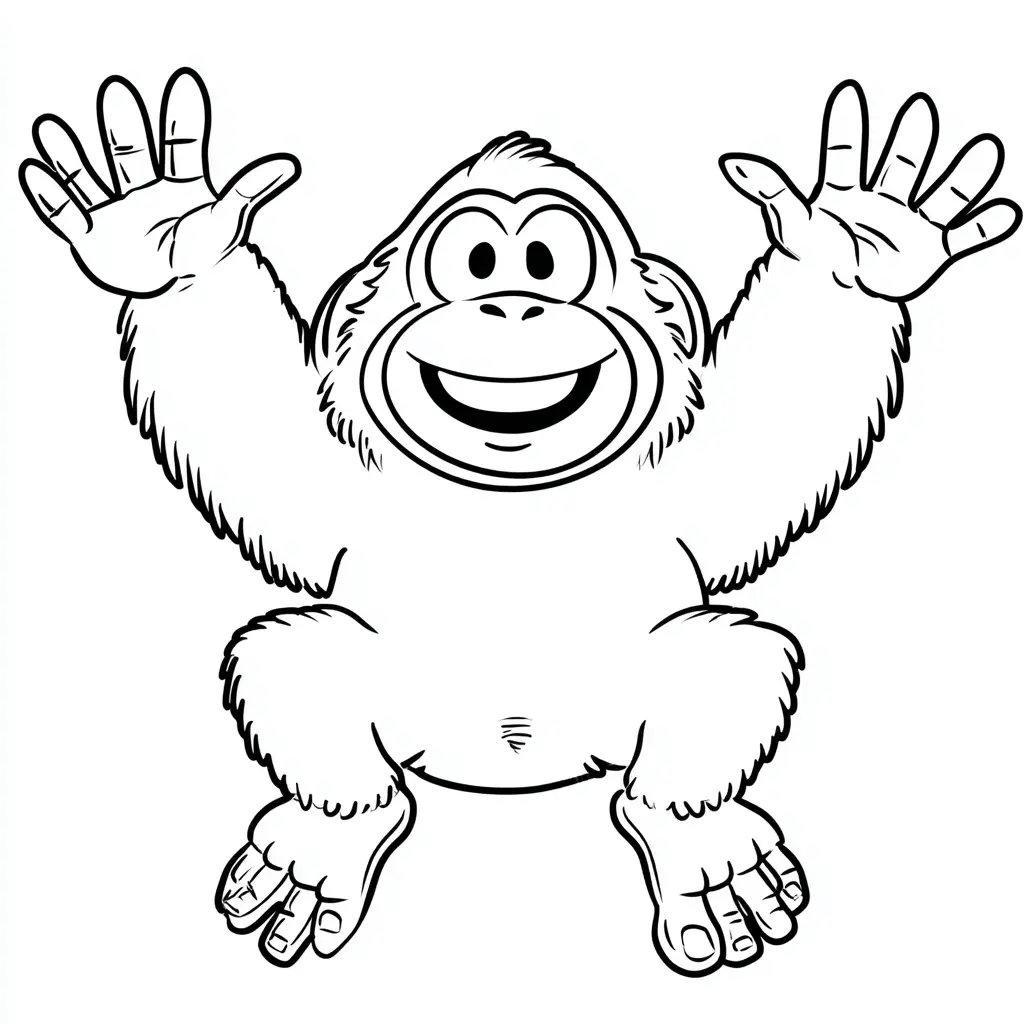 Dibujo de gorila cartoon de trazo grueso para colorear Dibujo de gorila cartoon de trazo grueso para colorear