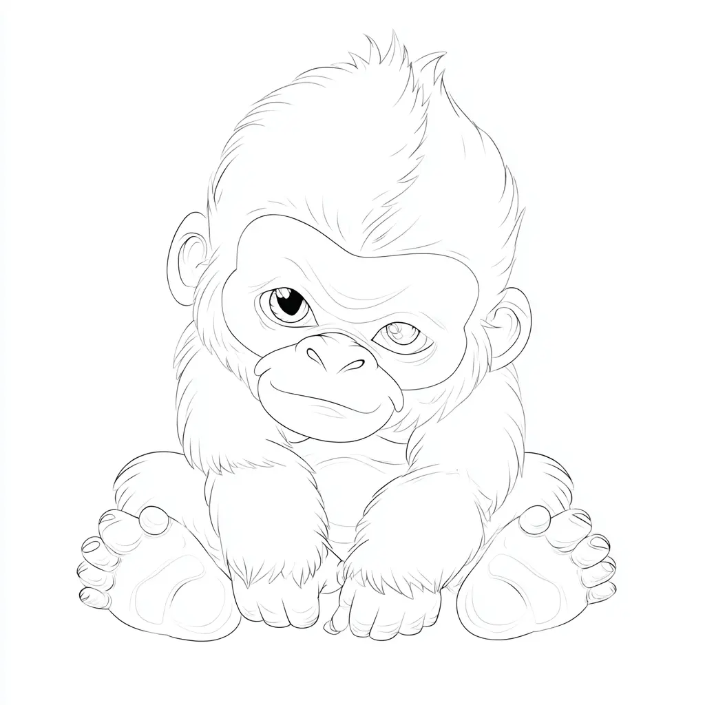 Dibujo de gorila cartoon con trazos a lápiz para colorear Dibujo de gorila cartoon con trazos a lápiz para colorear