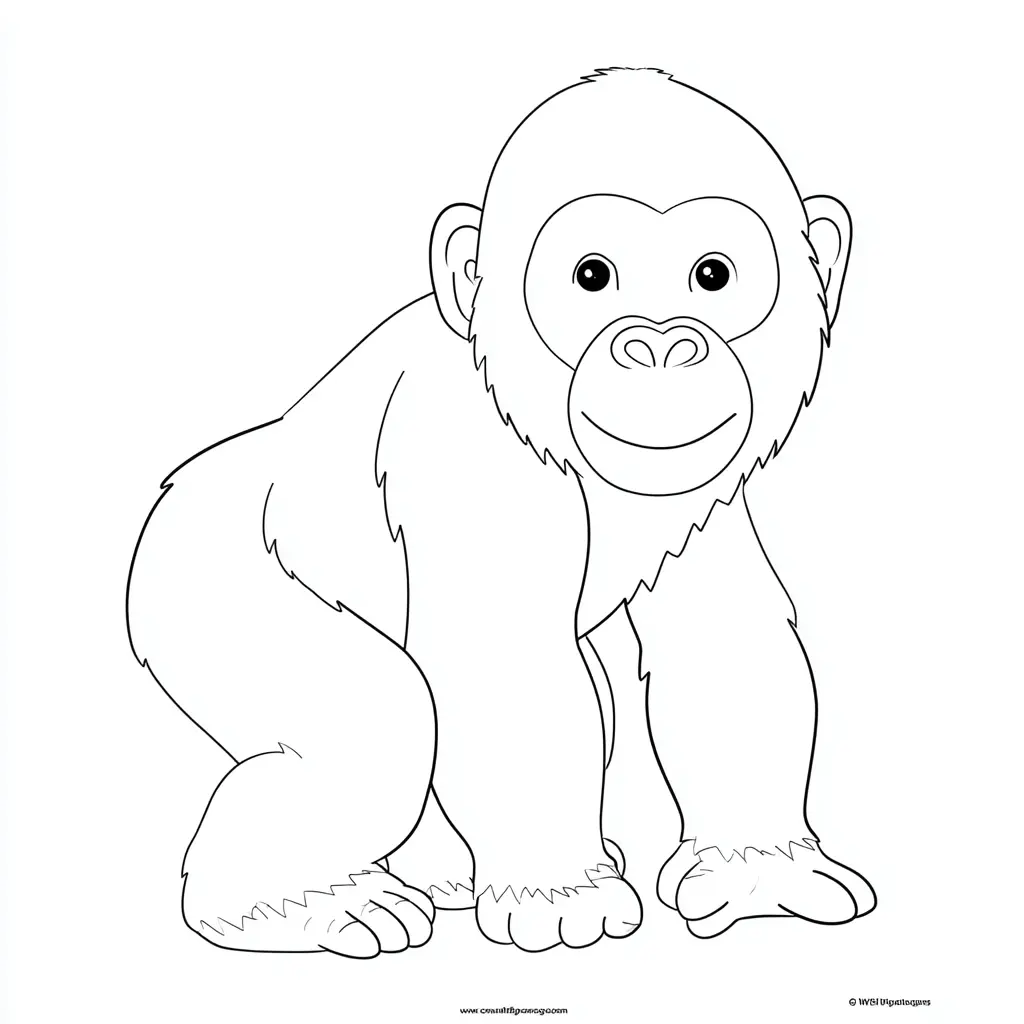 Dibujo de gorila sencillo para colorear Dibujo de gorila sencillo para colorear