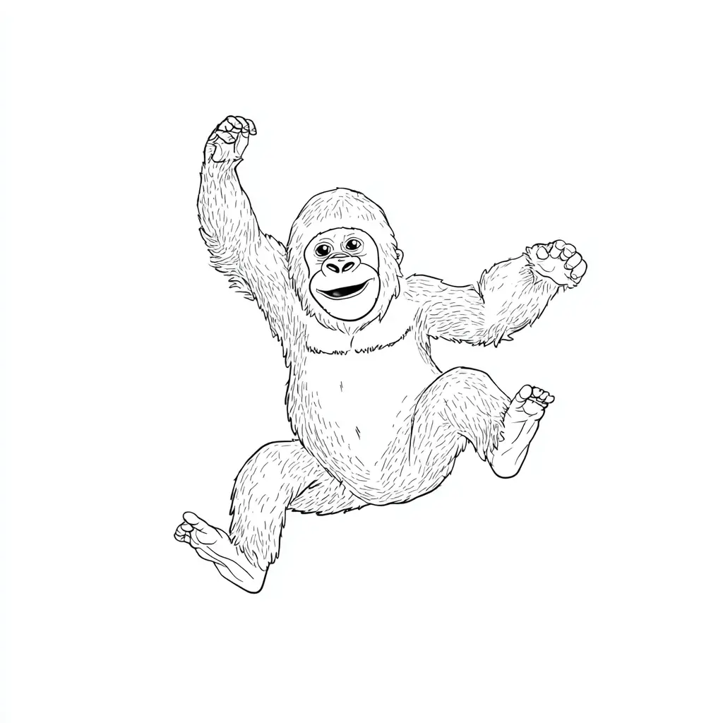 Dibujo de gorila saltando para colorear Dibujo de gorila saltando para colorear