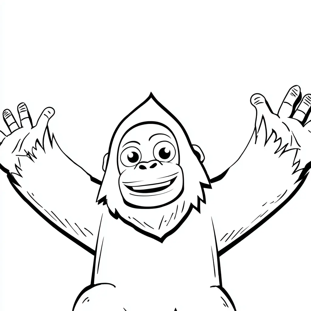 Dibujo de gorila cartoon lineal grueso para colorear Dibujo de gorila cartoon lineal grueso para colorear