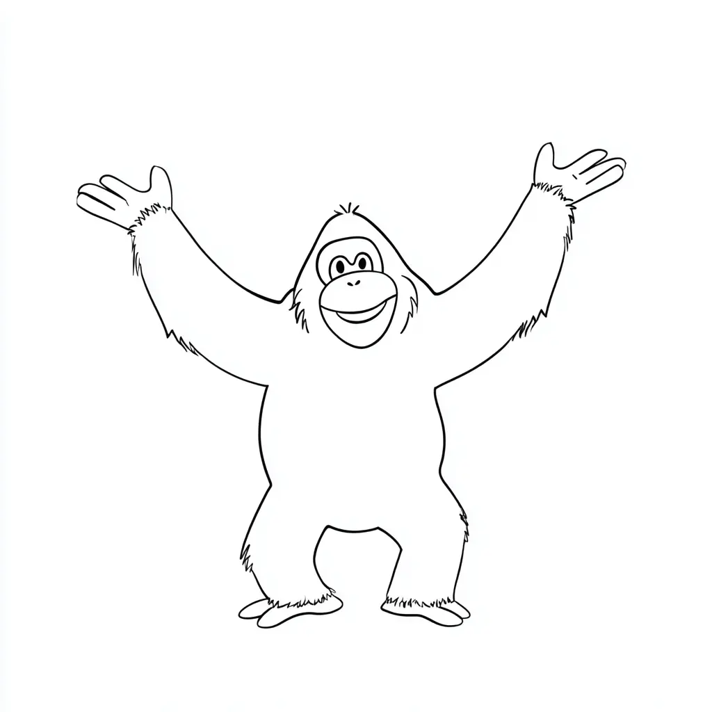 Dibujo de contorno de gorila cartoon para colorear Dibujo de contorno de gorila cartoon para colorear