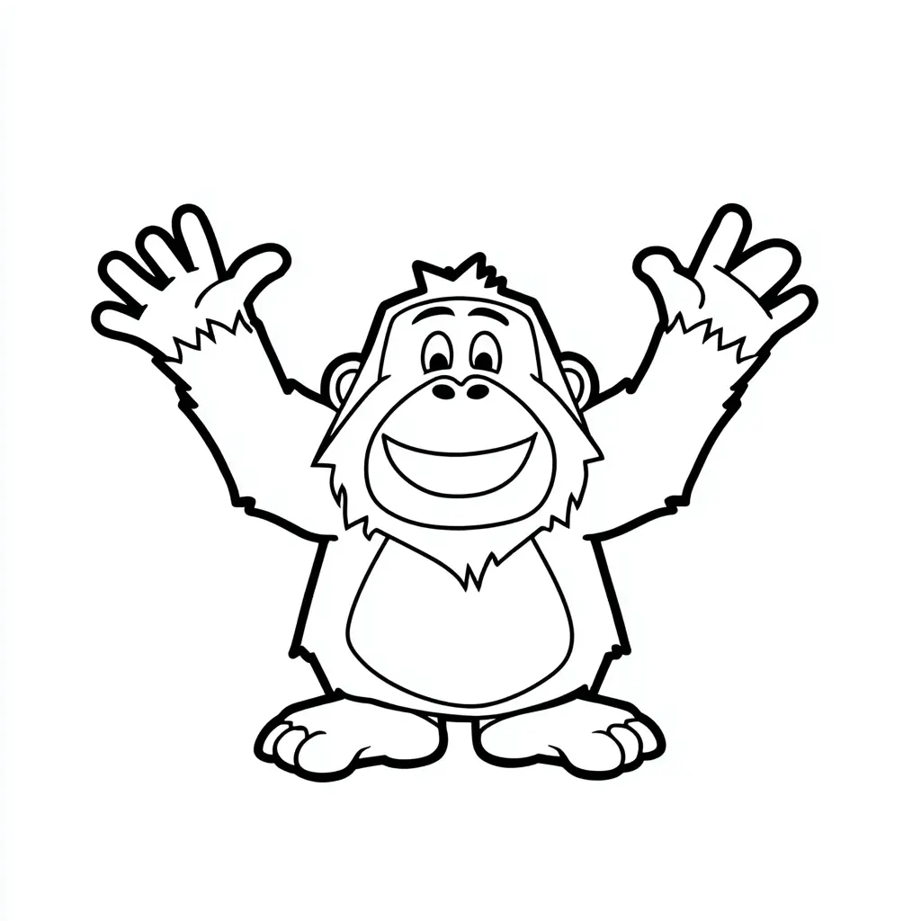 Dibujo de gorila cartoon de líneas gruesas para colorear Dibujo de gorila cartoon de líneas gruesas para colorear
