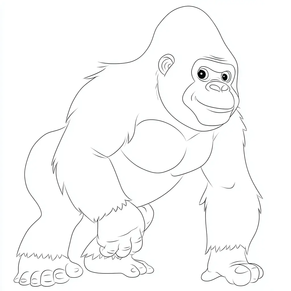 Dibujo de gorila de líneas finas para colorear Dibujo de gorila de líneas finas para colorear
