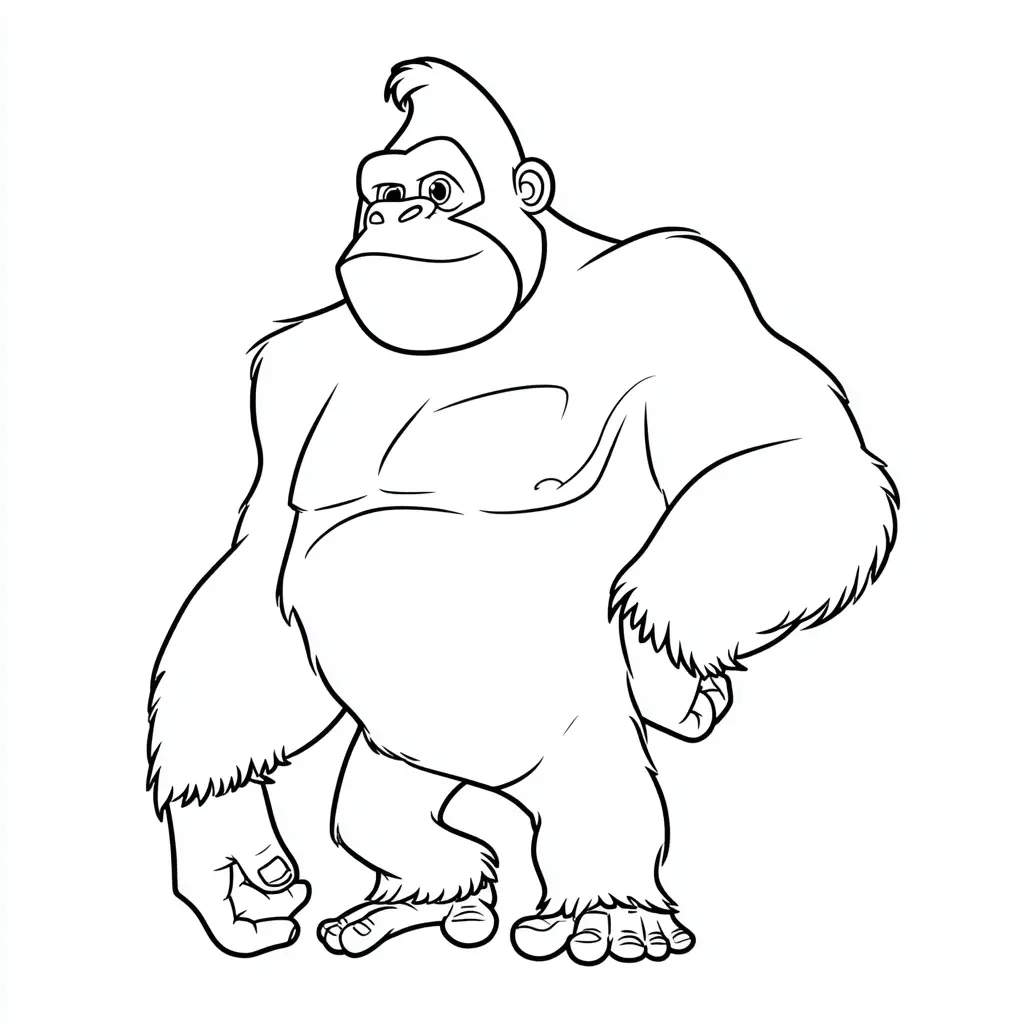 Dibujo de gorila cartoon de pie para colorear Dibujo de gorila cartoon de pie para colorear