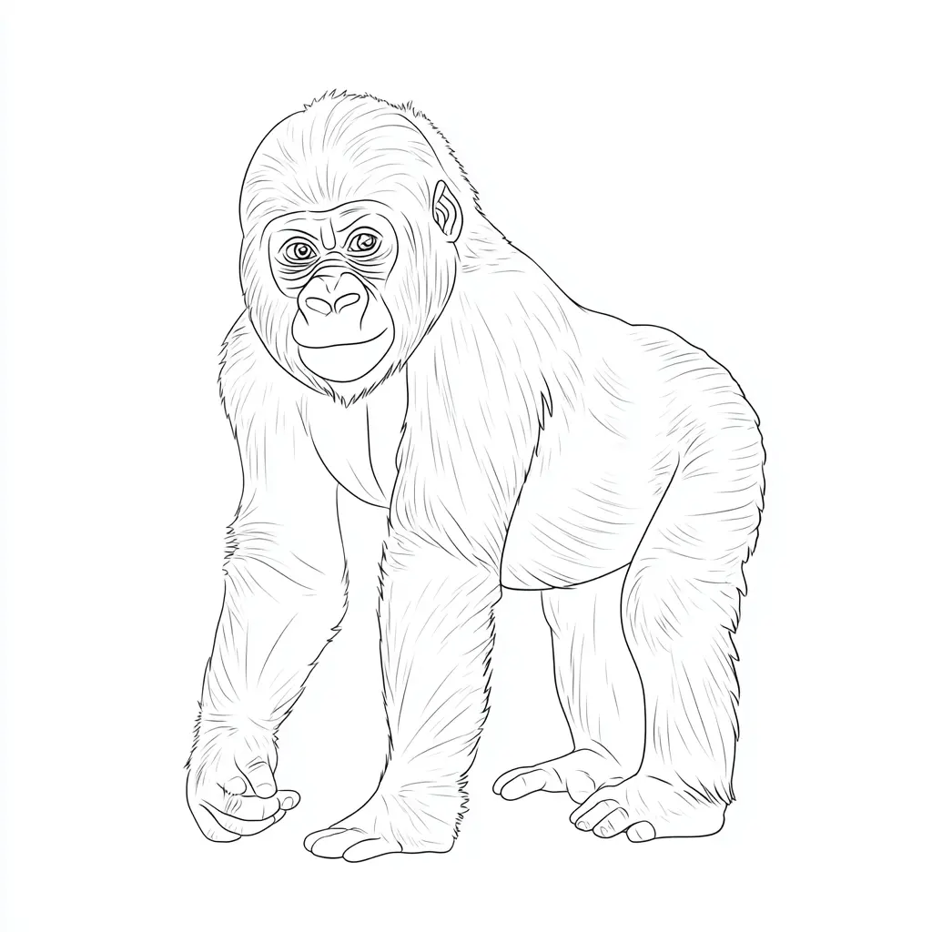 Dibujo de gorila con trazos simples para colorear Dibujo de gorila con trazos simples para colorear