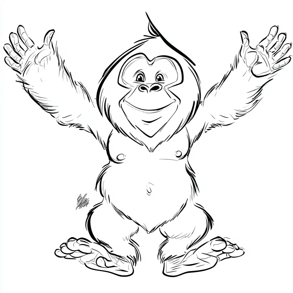 Dibujo de gorila de estilo cómic para colorear Dibujo de gorila de estilo cómic para colorear
