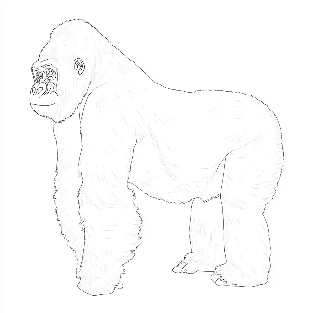 Dibujo de perfil de gorila realista para colorear Dibujo de perfil de gorila realista para colorear
