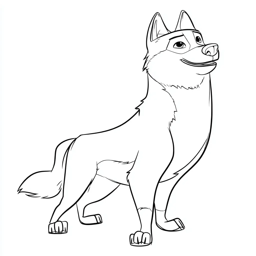 Dibujo de husky siberiano estilo infantil para colorear Dibujo de husky siberiano estilo infantil para colorear