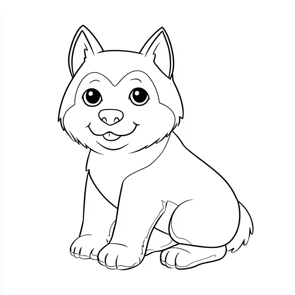 Dibujo de husky siberiano caricatura tierna para colorear Dibujo de husky siberiano caricatura tierna para colorear