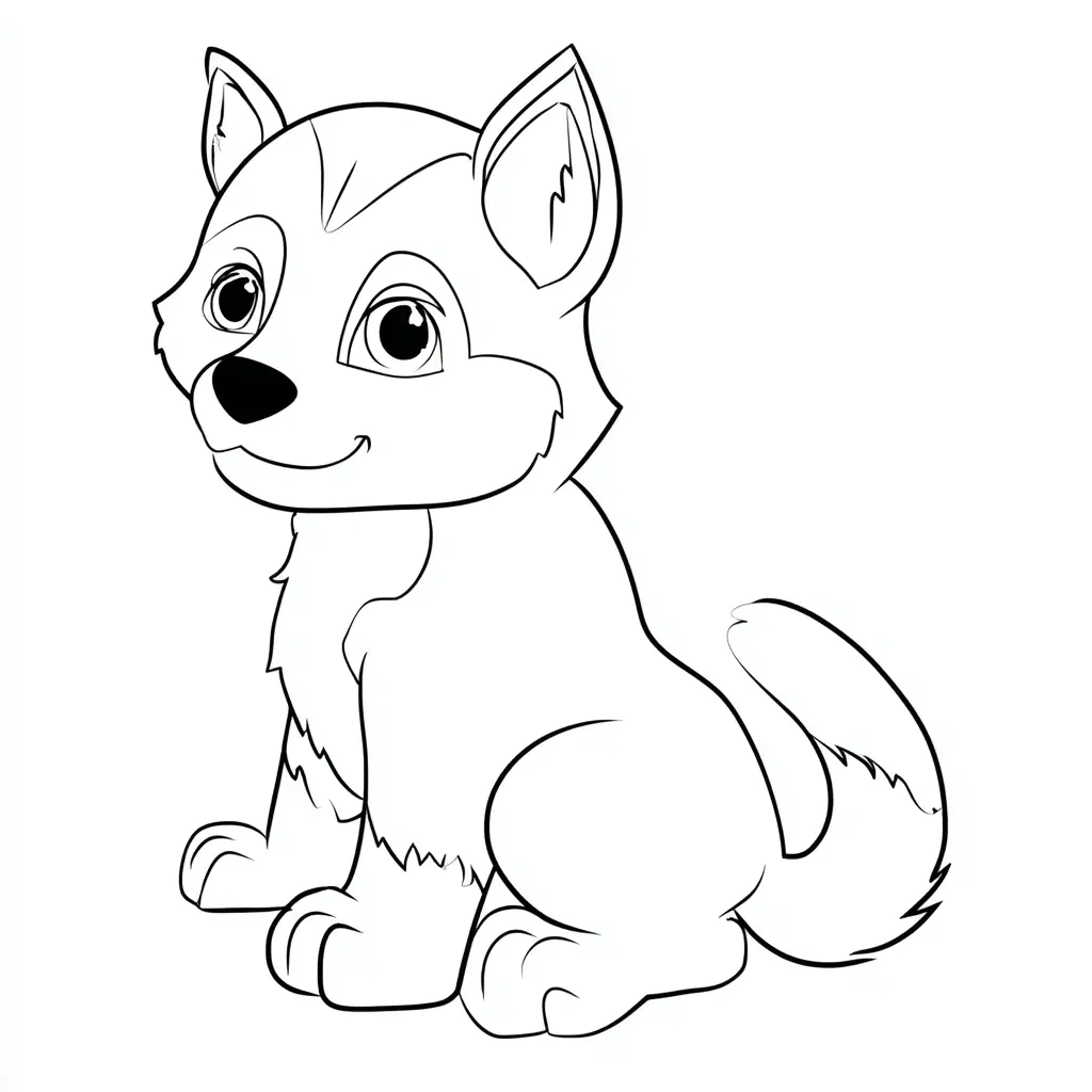 Dibujo de un husky siberiano adorable para colorear Dibujo de un husky siberiano adorable para colorear