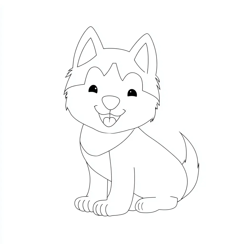 Dibujo de husky siberiano de líneas finas para colorear Dibujo de husky siberiano de líneas finas para colorear