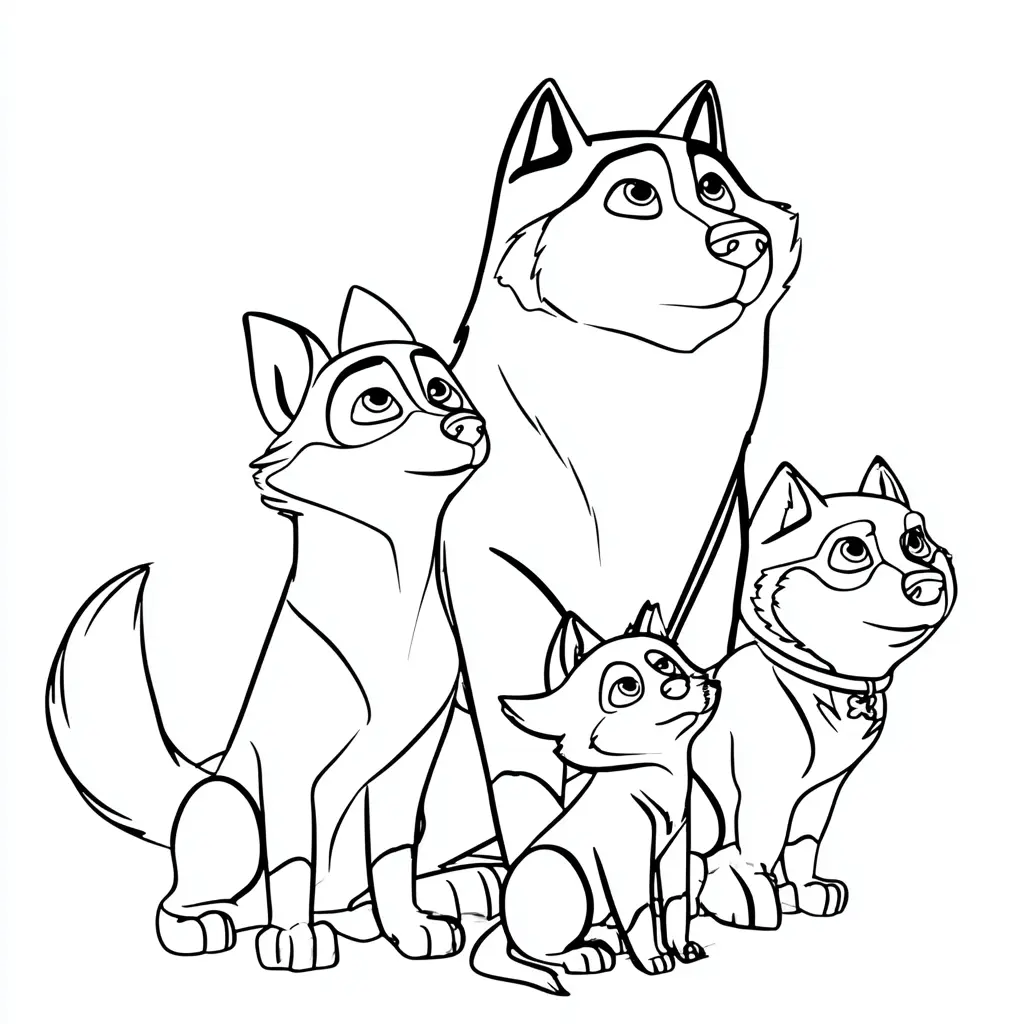 Dibujo de familia de huskies cartoon para colorear Dibujo de familia de huskies cartoon para colorear