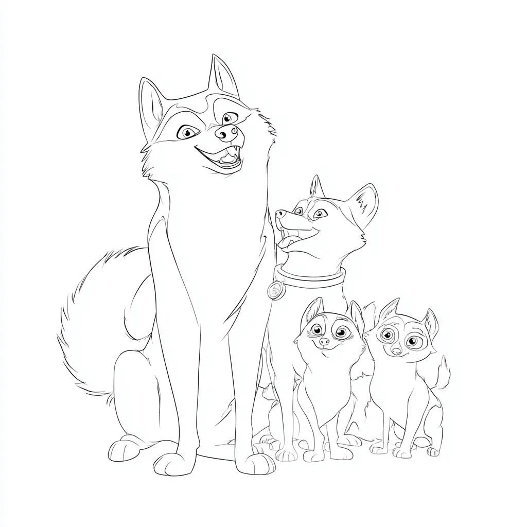 Dibujo de husky siberiano familia animada para colorear Dibujo de husky siberiano familia animada para colorear