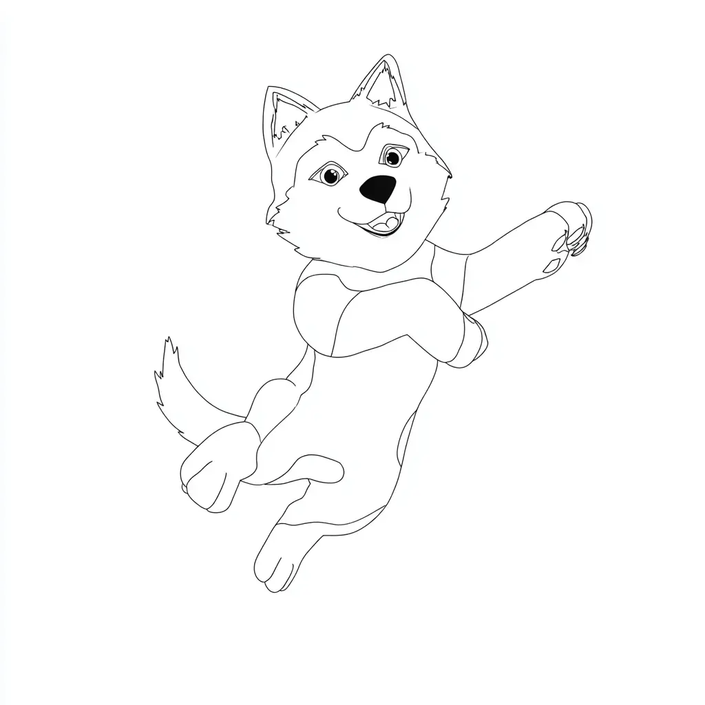Dibujo de husky dinámico con trazo fino para colorear Dibujo de husky dinámico con trazo fino para colorear