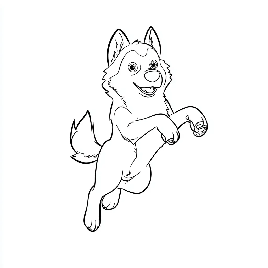Dibujo de pose saltando de husky siberiano para colorear Dibujo de pose saltando de husky siberiano para colorear