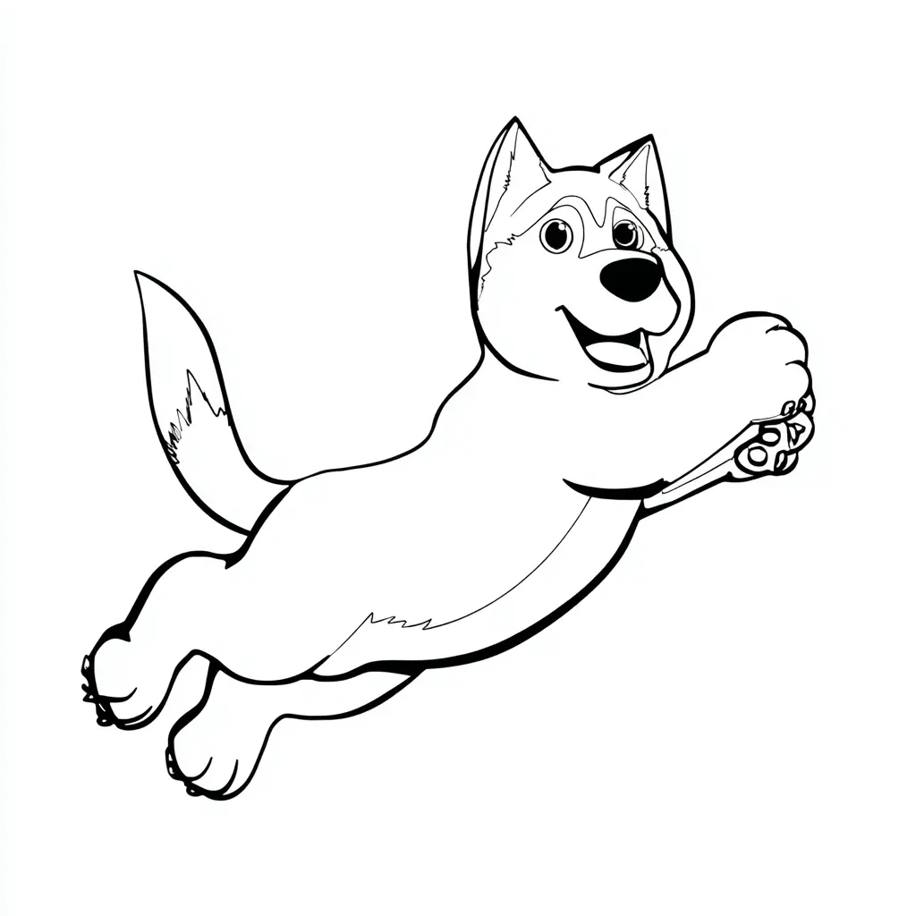 Dibujo de trazo grueso de husky saltando para colorear Dibujo de trazo grueso de husky saltando para colorear