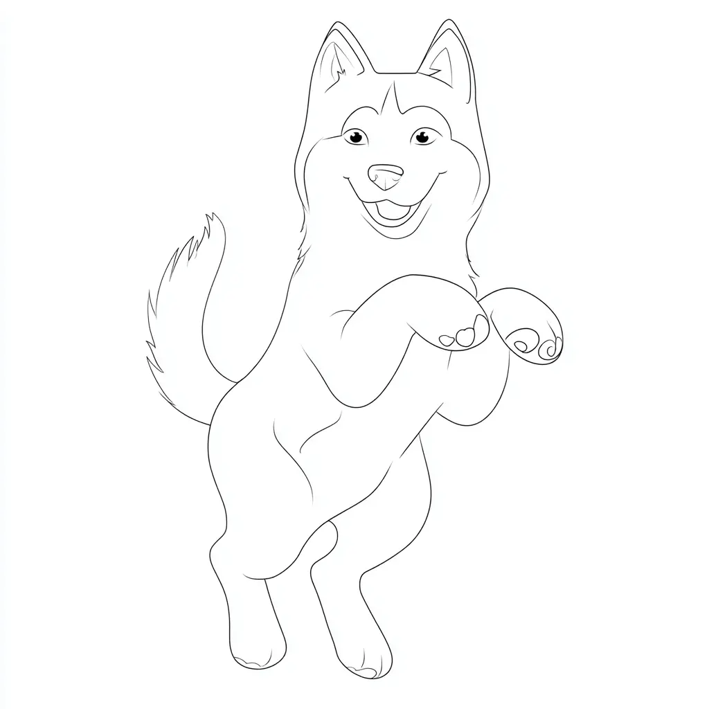 Dibujo de contorno definido de husky posando para colorear Dibujo de contorno definido de husky posando para colorear