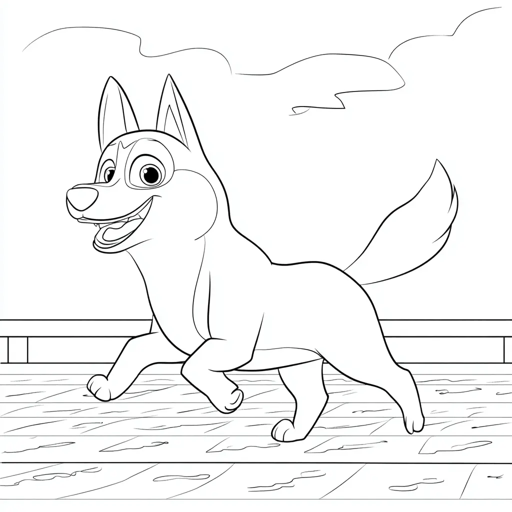 Dibujo de escena animada de husky siberiano para colorear Dibujo de escena animada de husky siberiano para colorear