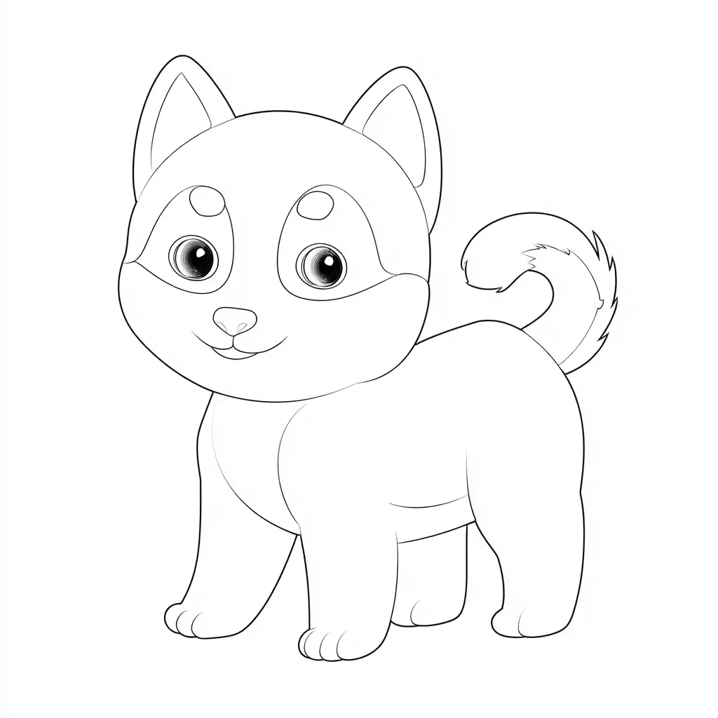 Dibujo de husky siberiano chibi para colorear Dibujo de husky siberiano chibi para colorear