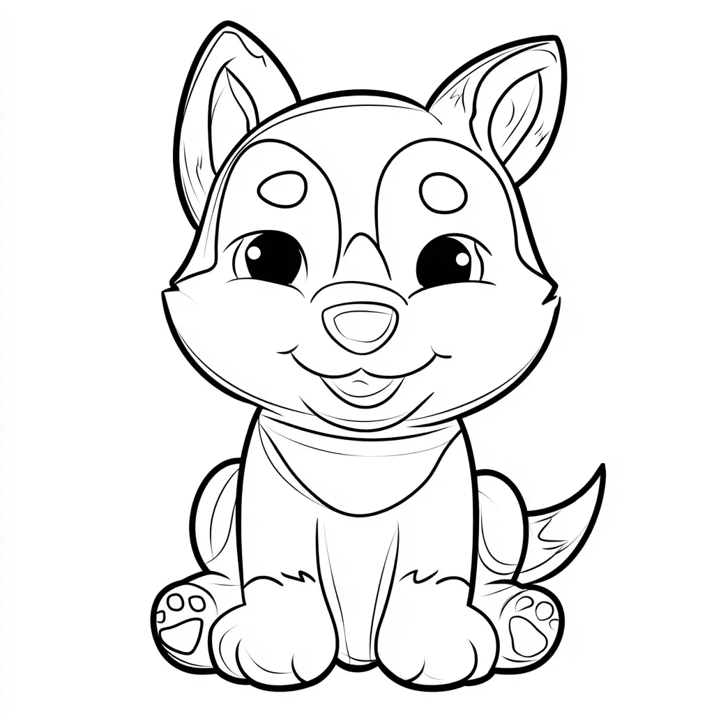 Dibujo de husky siberiano con bordes gruesos para colorear Dibujo de husky siberiano con bordes gruesos para colorear