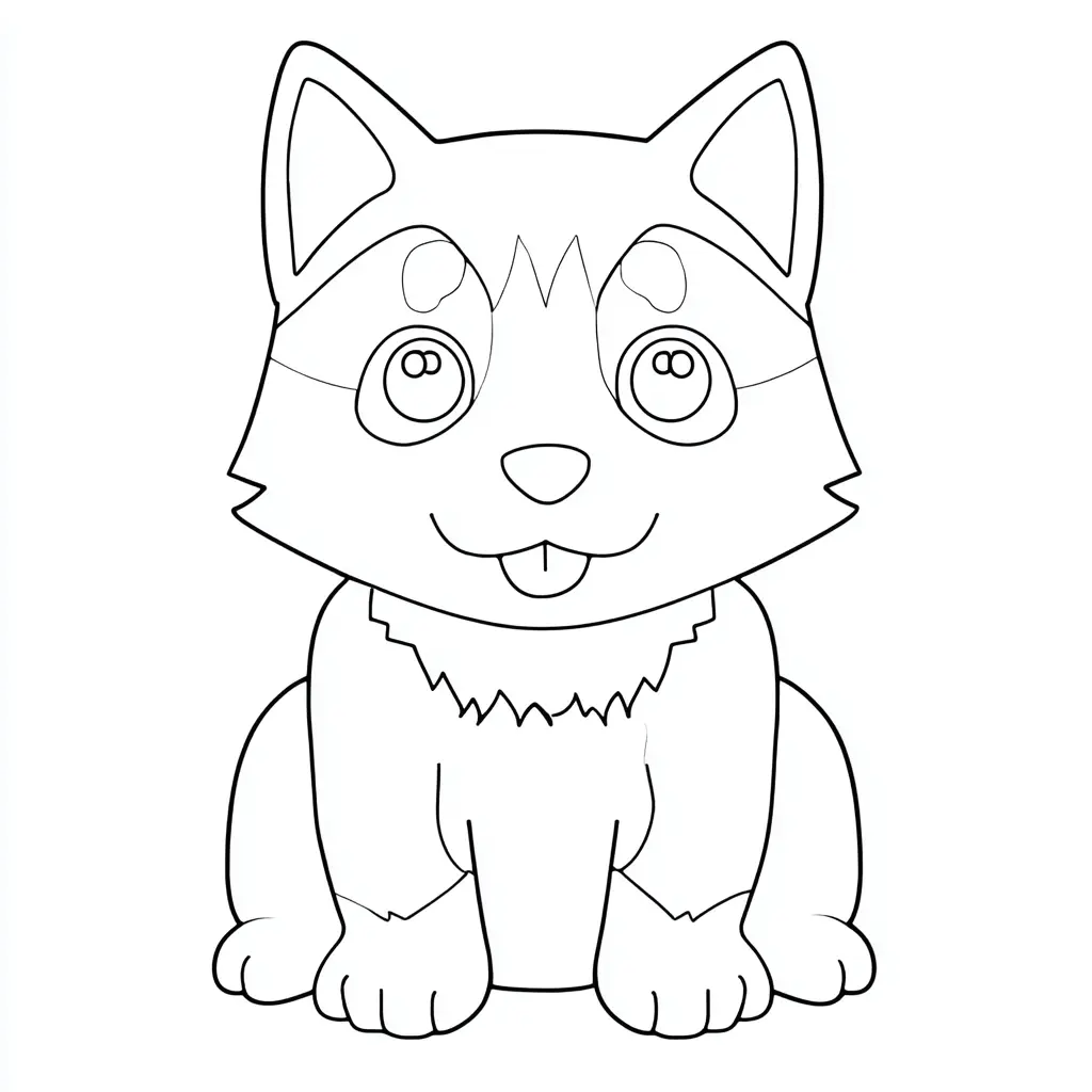 Dibujo de estilo chibi de husky siberiano para colorear Dibujo de estilo chibi de husky siberiano para colorear