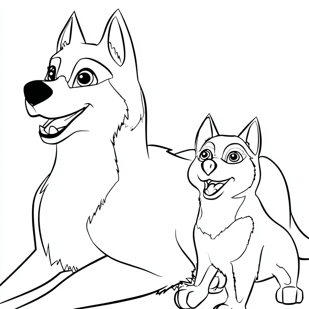 Dibujo de mamá con cachorro huskies para colorear Dibujo de mamá con cachorro huskies para colorear