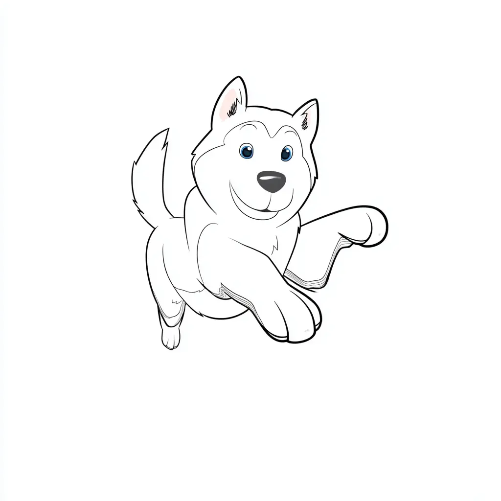 Dibujo de husky siberiano de cómic para colorear Dibujo de husky siberiano de cómic para colorear