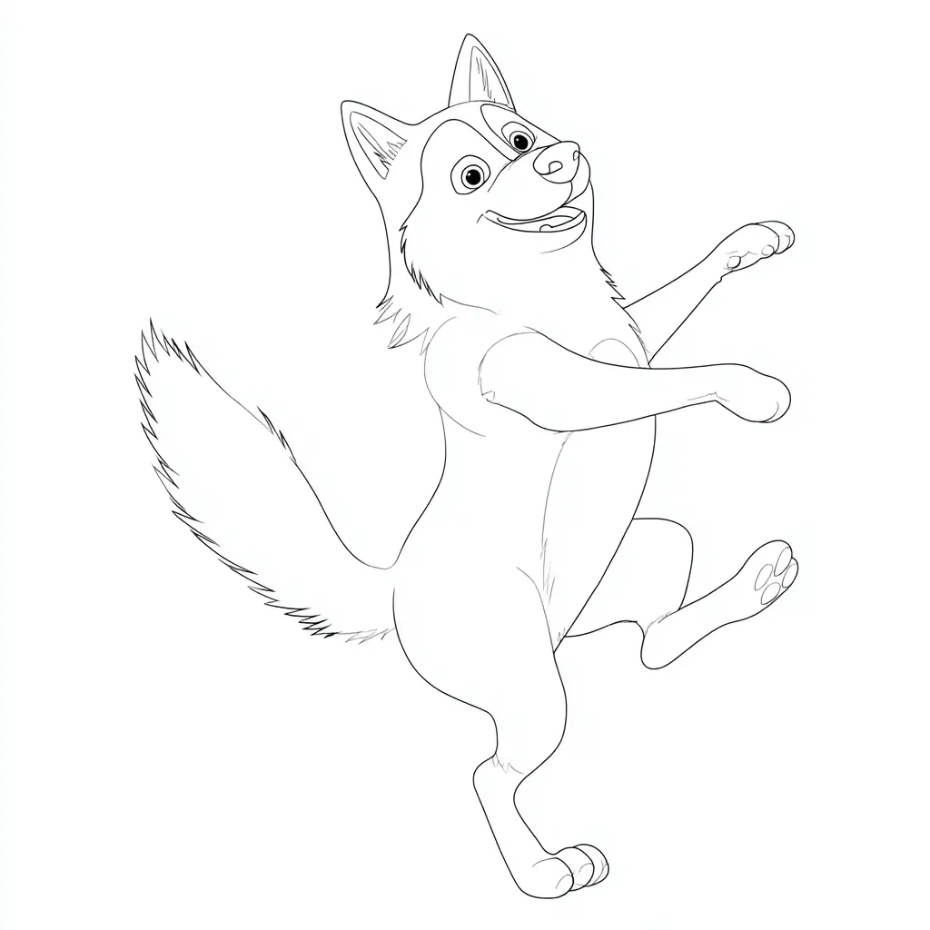Dibujo de husky siberiano caricaturesco para colorear Dibujo de husky siberiano caricaturesco para colorear