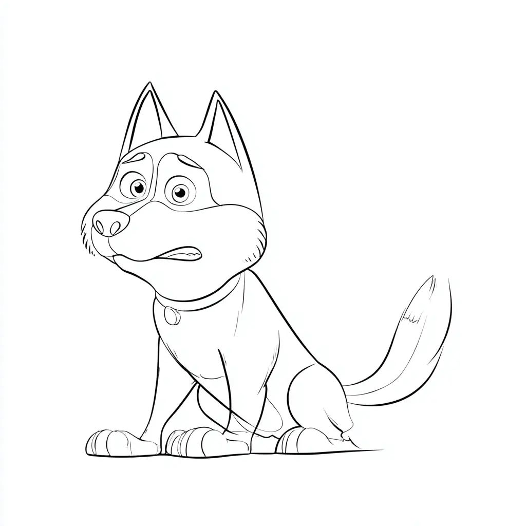 Dibujo de husky siberiano en caricatura para colorear Dibujo de husky siberiano en caricatura para colorear
