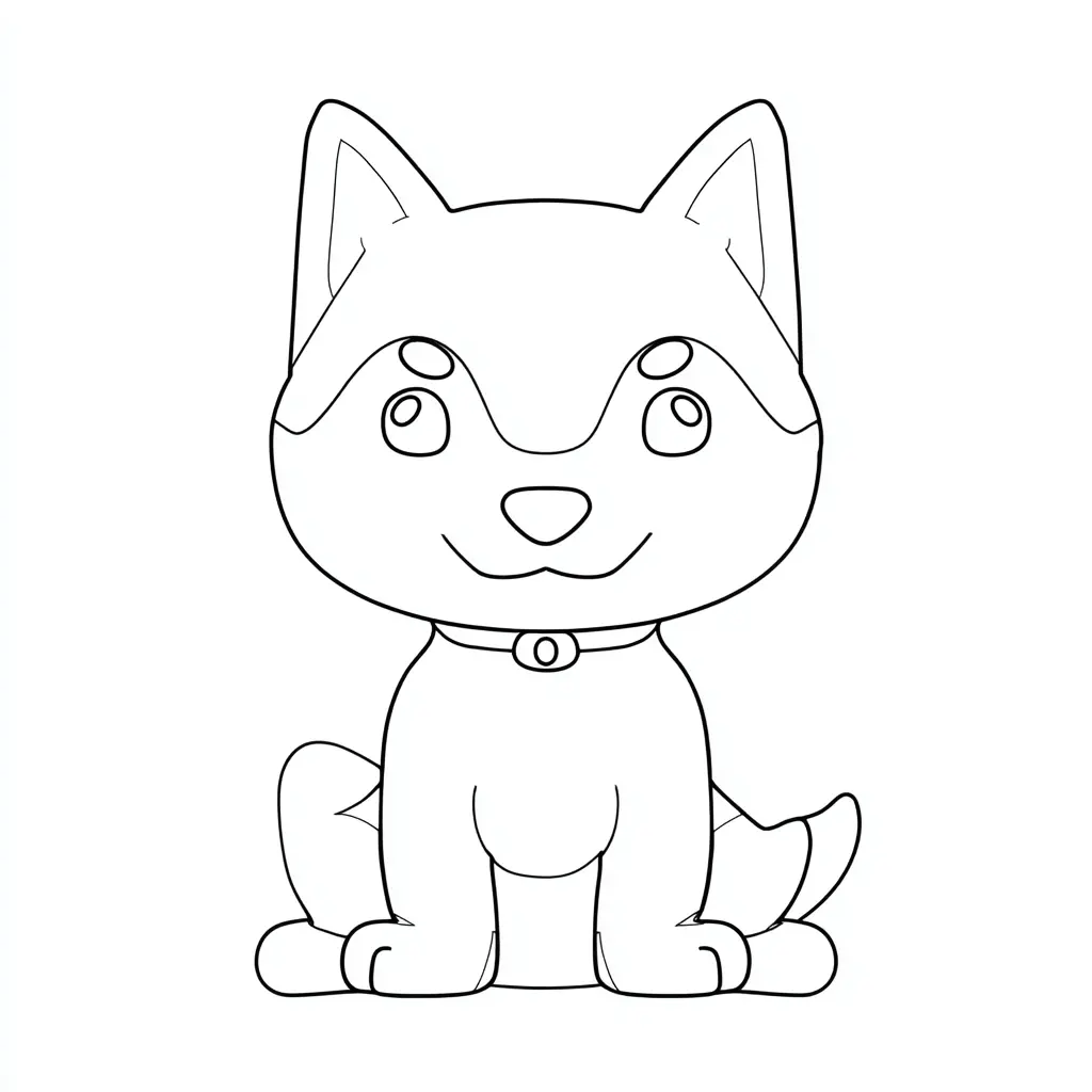 Dibujo de husky siberiano estilo chibi para colorear Dibujo de husky siberiano estilo chibi para colorear