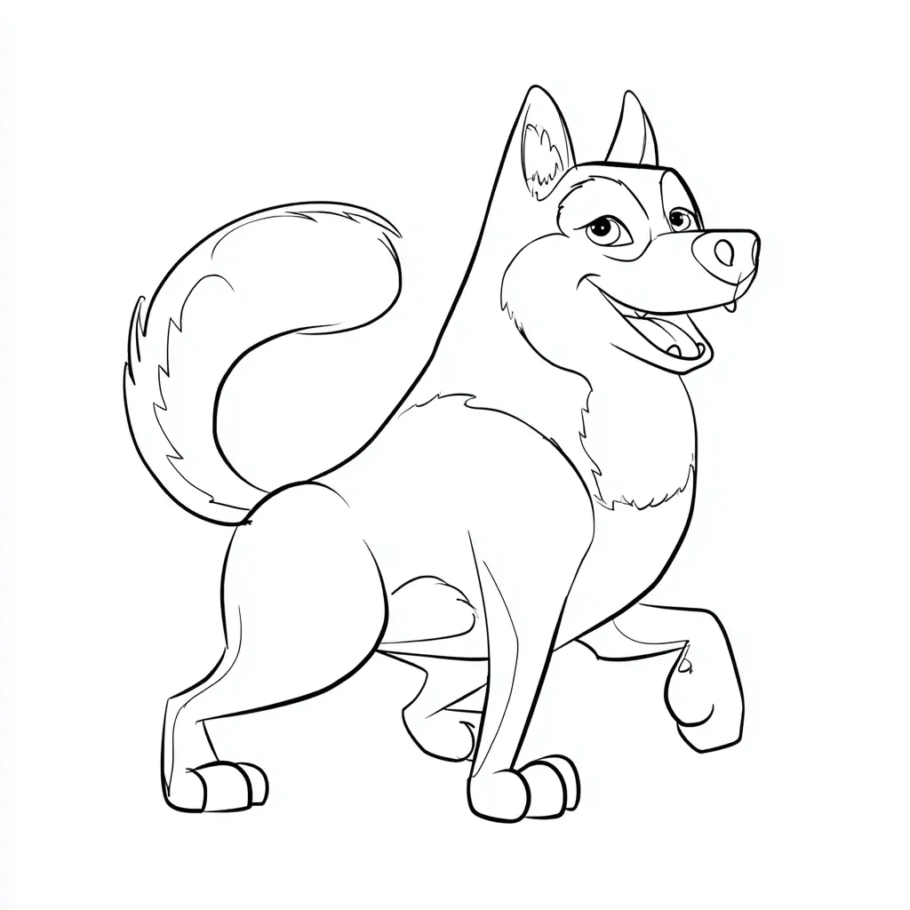 Dibujo de husky siberiano con pose alegre para colorear Dibujo de husky siberiano con pose alegre para colorear