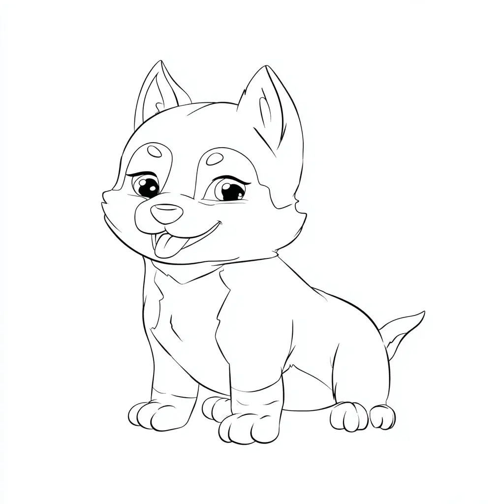 Dibujo de lindo cachorro husky siberiano kawaii para colorear Dibujo de lindo cachorro husky siberiano kawaii para colorear