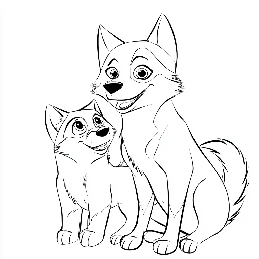 Dibujo de dos huskies siberiano animados para colorear Dibujo de dos huskies siberiano animados para colorear