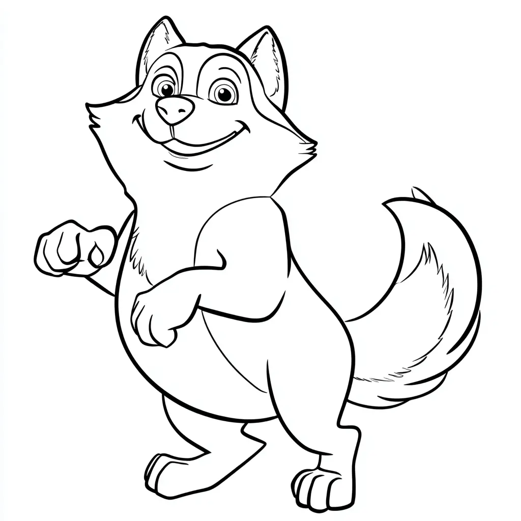 Dibujo de caricatura animada de husky siberiano para colorear Dibujo de caricatura animada de husky siberiano para colorear