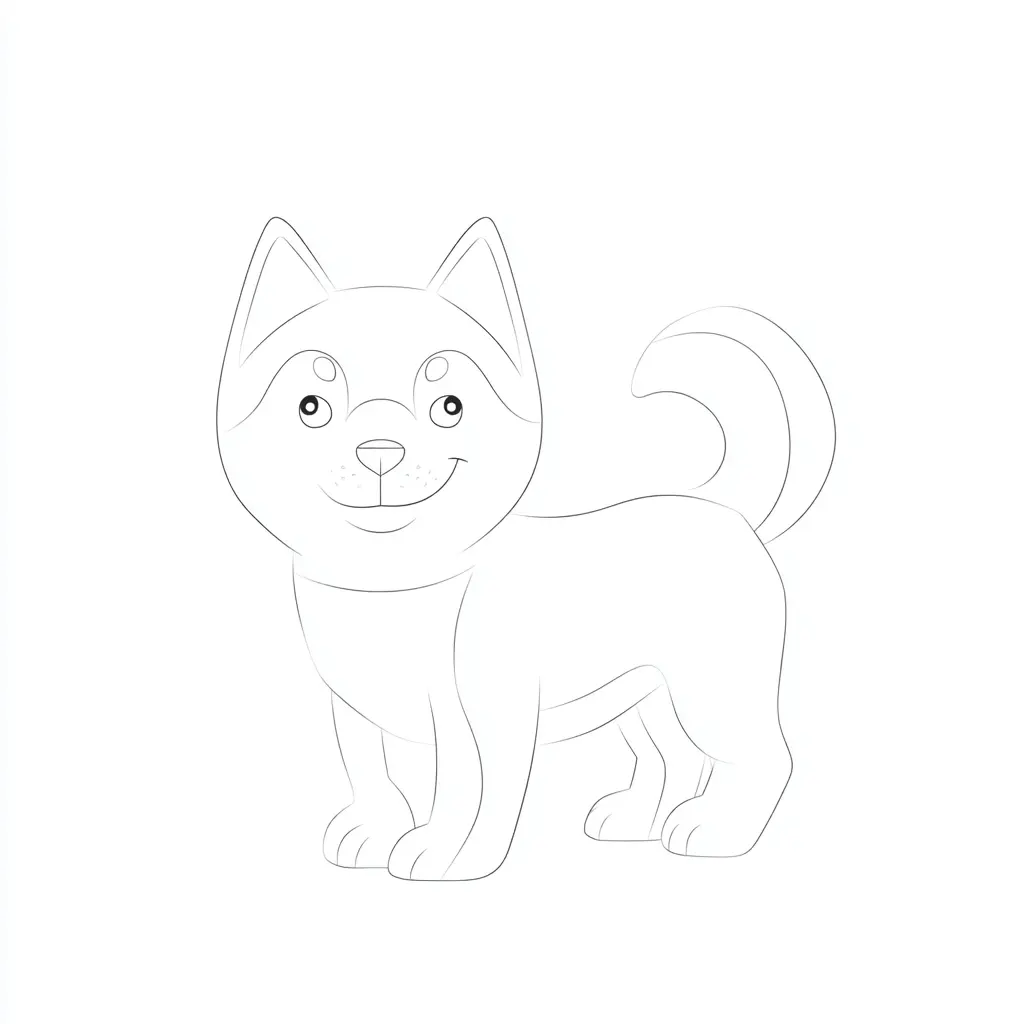 Dibujo de boceto infantil de husky siberiano para colorear Dibujo de boceto infantil de husky siberiano para colorear