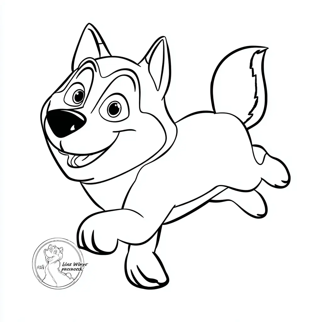 Dibujo de diseño cartoon de husky siberiano para colorear Dibujo de diseño cartoon de husky siberiano para colorear
