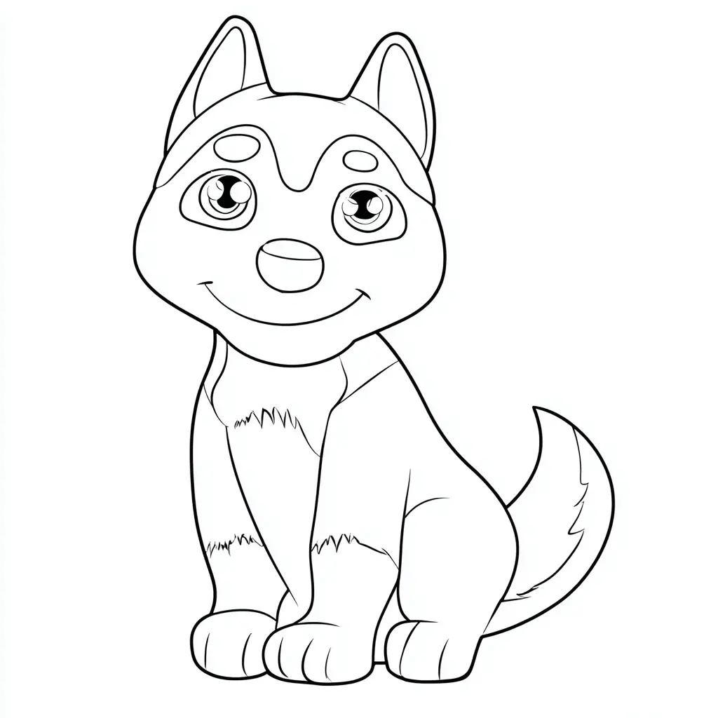 Dibujo de diseño kawaii de husky siberiano para colorear Dibujo de diseño kawaii de husky siberiano para colorear
