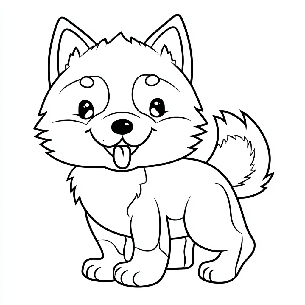 Dibujo de cachorro kawaii husky siberiano para colorear Dibujo de cachorro kawaii husky siberiano para colorear