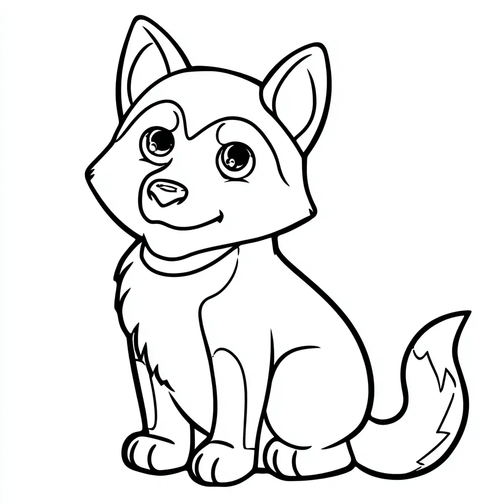Dibujo de pequeño husky siberiano sentado para colorear Dibujo de pequeño husky siberiano sentado para colorear