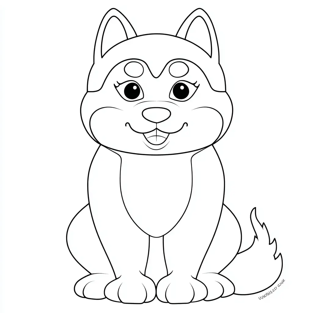 Dibujo de husky siberiano kawaii para colorear Dibujo de husky siberiano kawaii para colorear