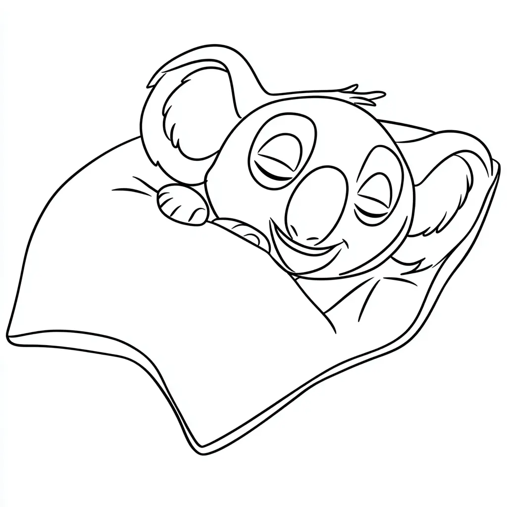 Dibujo detierno koala dormido para colorear